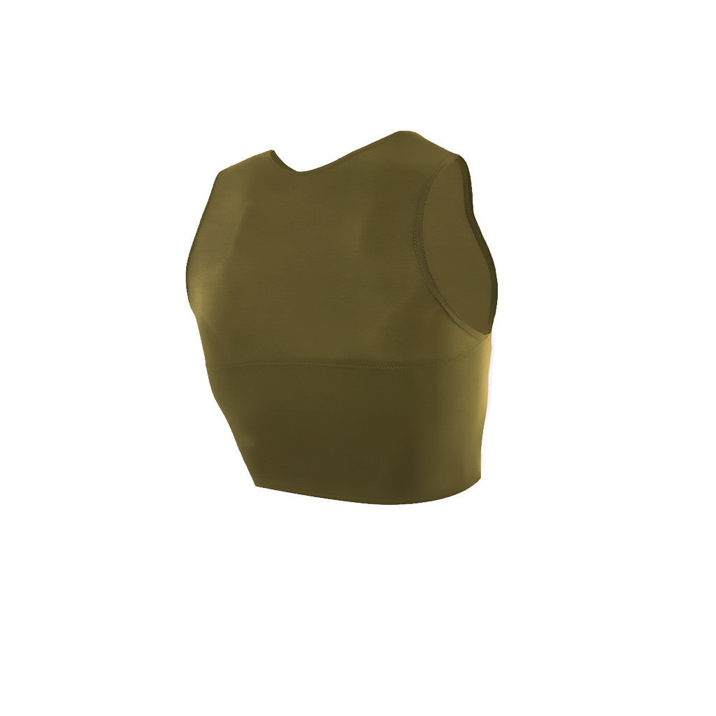 Rear view of an olive green half binder.