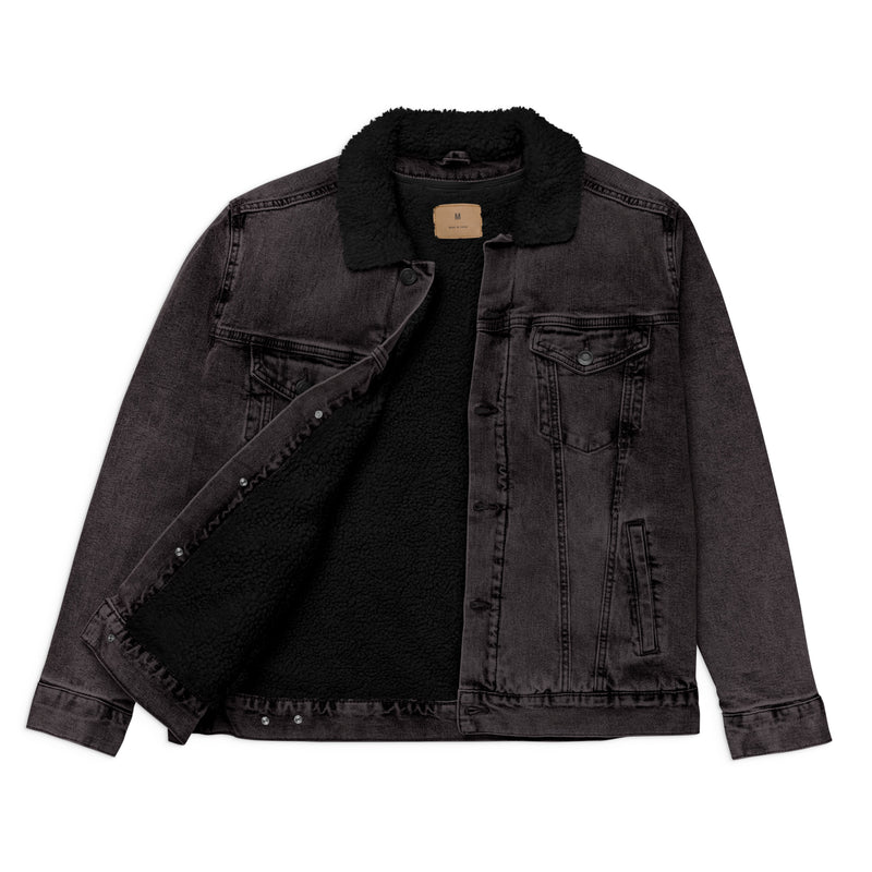 Black Stone Wash Denim Sherpa Jacket | Brooklyn Cloth